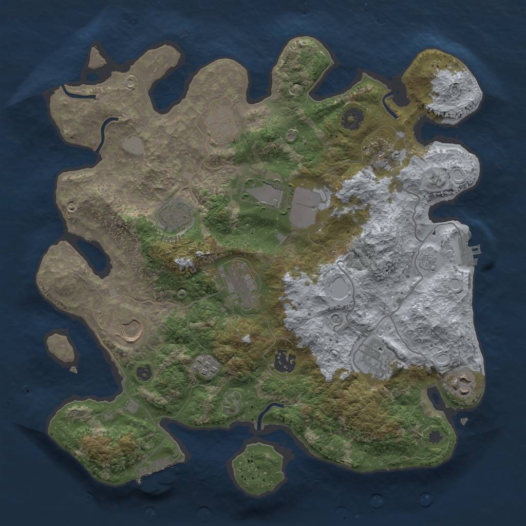 Rust Map: Procedural Map, Size: 3500, Seed: 467784913, 19 Monuments