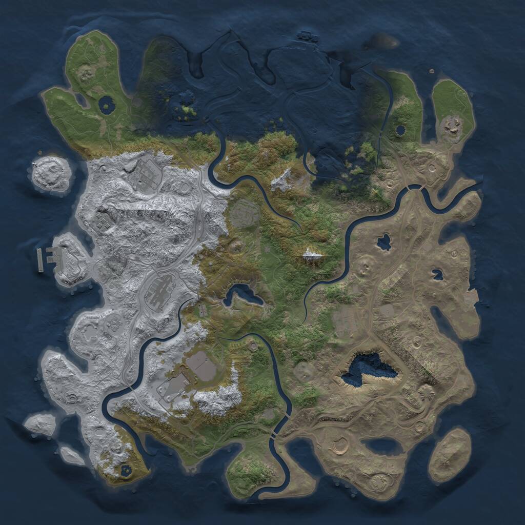 Rust Map: Procedural Map, Size: 4500, Seed: 49206970, 14 Monuments