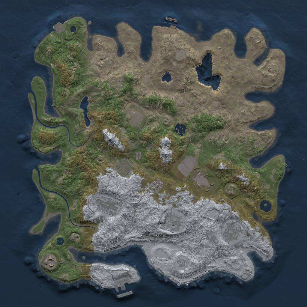 Rust Map: Procedural Map, Size: 4000, Seed: 359053745, 16 Monuments