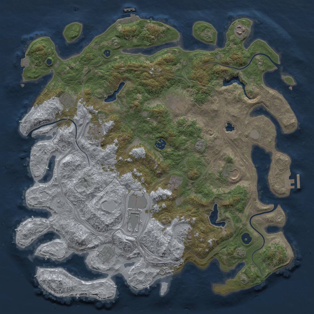 Rust Map: Procedural Map, Size: 4500, Seed: 731659097, 17 Monuments