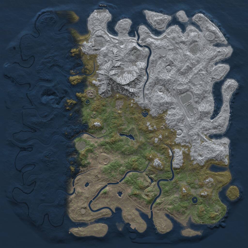 Rust Map: Procedural Map, Size: 6000, Seed: 541415, 16 Monuments