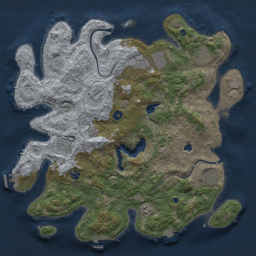 Rust Map: Procedural Map, Size: 4000, Seed: 845222847, 14 Monuments