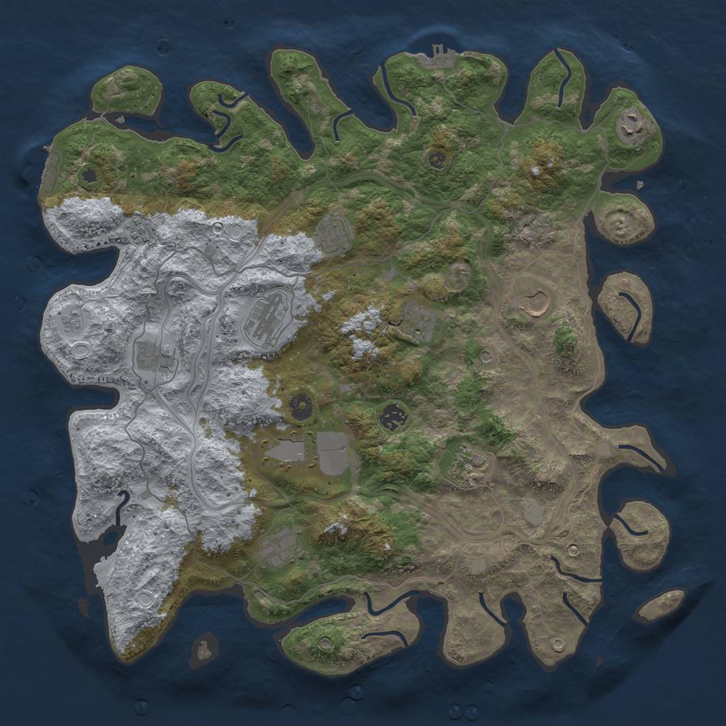 Rust Map: Procedural Map, Size: 4300, Seed: 717880607, 20 Monuments