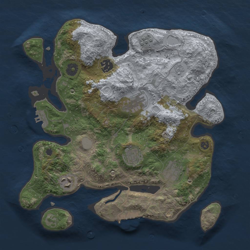Rust Map: Procedural Map, Size: 3000, Seed: 863920876, 14 Monuments