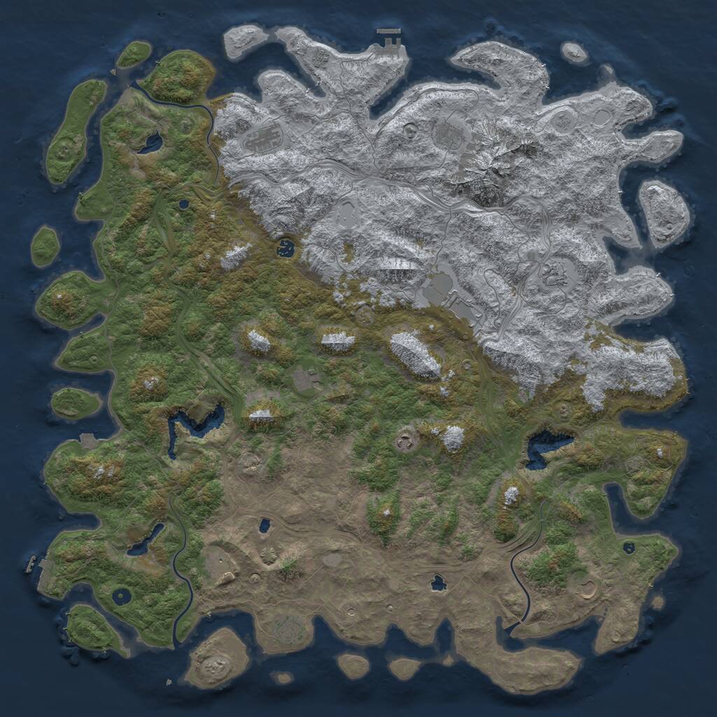 Rust Map: Procedural Map, Size: 6000, Seed: 1132301982, 17 Monuments