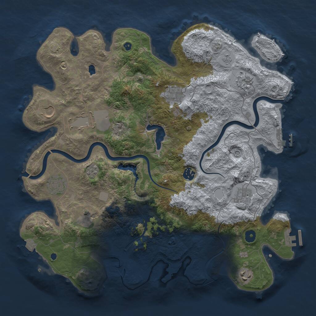 Rust Map: Procedural Map, Size: 4000, Seed: 1107112501, 16 Monuments