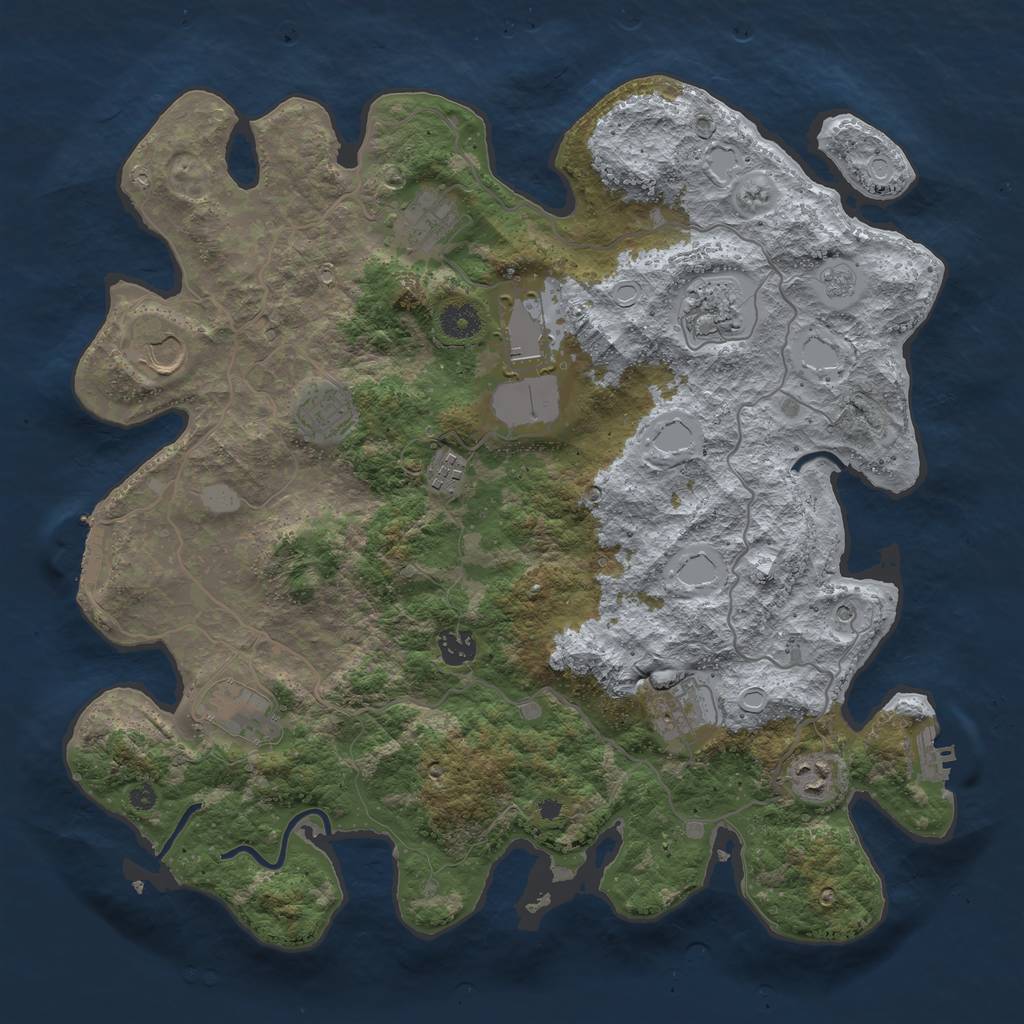 Rust Map: Procedural Map, Size: 4000, Seed: 1107112501, 19 Monuments