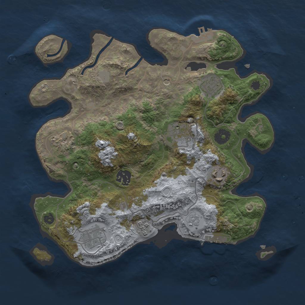 Rust Map: Procedural Map, Size: 3000, Seed: 6031, 16 Monuments