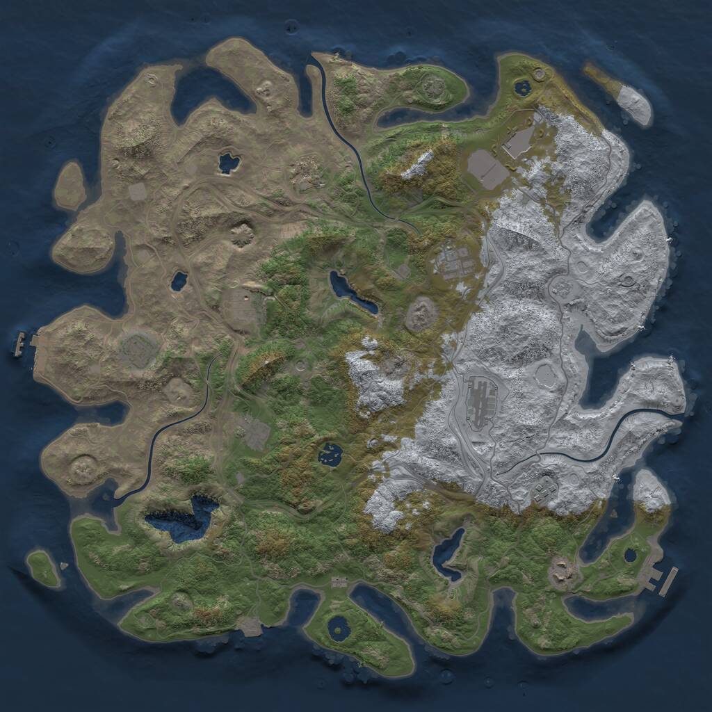 Rust Map: Procedural Map, Size: 4500, Seed: 19931016, 16 Monuments