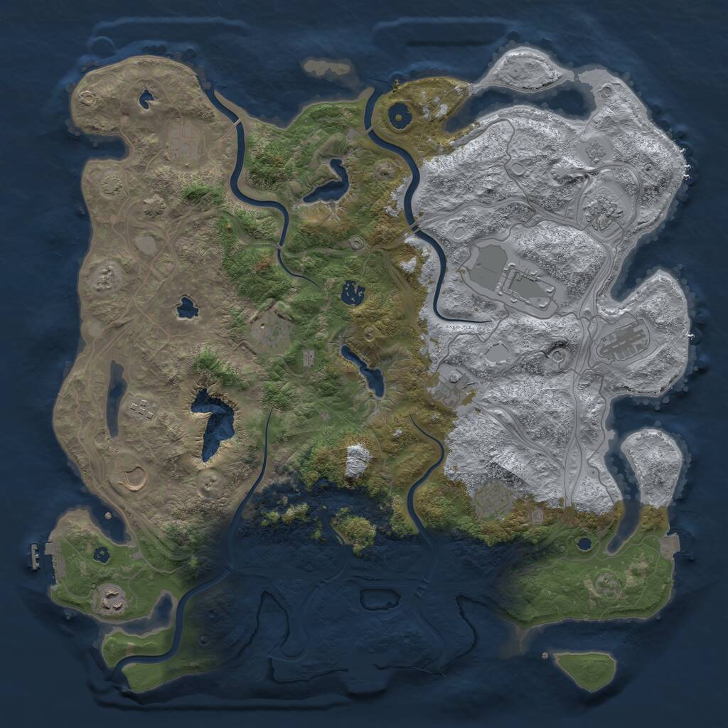 Rust Map: Procedural Map, Size: 4500, Seed: 1987436981, 17 Monuments