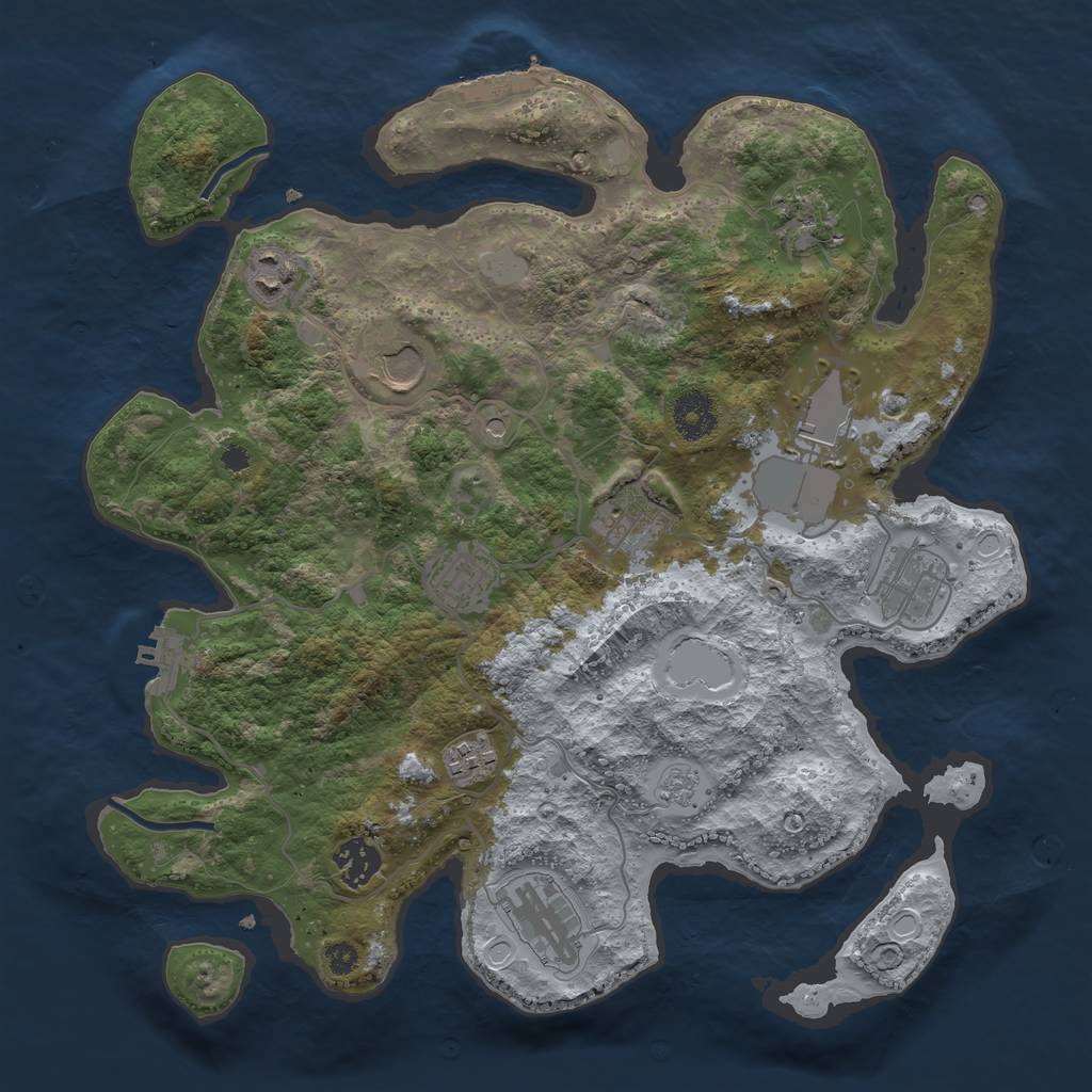 Rust Map: Procedural Map, Size: 3500, Seed: 905646775, 19 Monuments