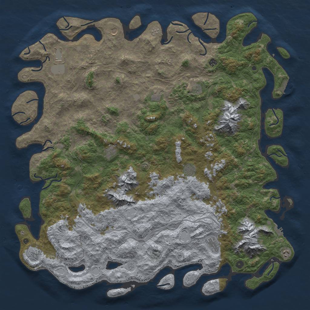 Rust Map: Procedural Map, Size: 6000, Seed: 595571379, 20 Monuments