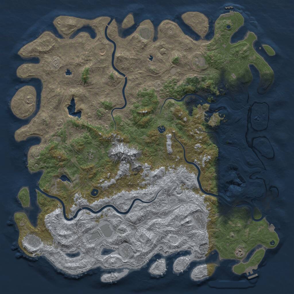 Rust Map: Procedural Map, Size: 6000, Seed: 595571379, 17 Monuments