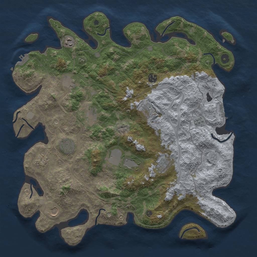 Rust Map: Procedural Map, Size: 4250, Seed: 1244722715, 20 Monuments