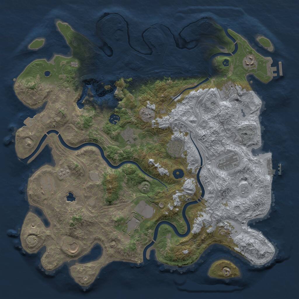 Rust Map: Procedural Map, Size: 4250, Seed: 1244722715, 17 Monuments