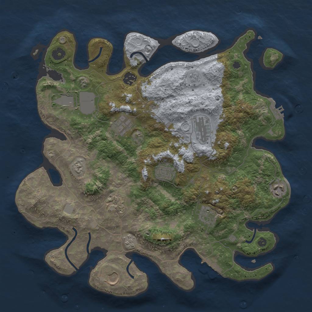 Rust Map: Procedural Map, Size: 3700, Seed: 56267594, 19 Monuments