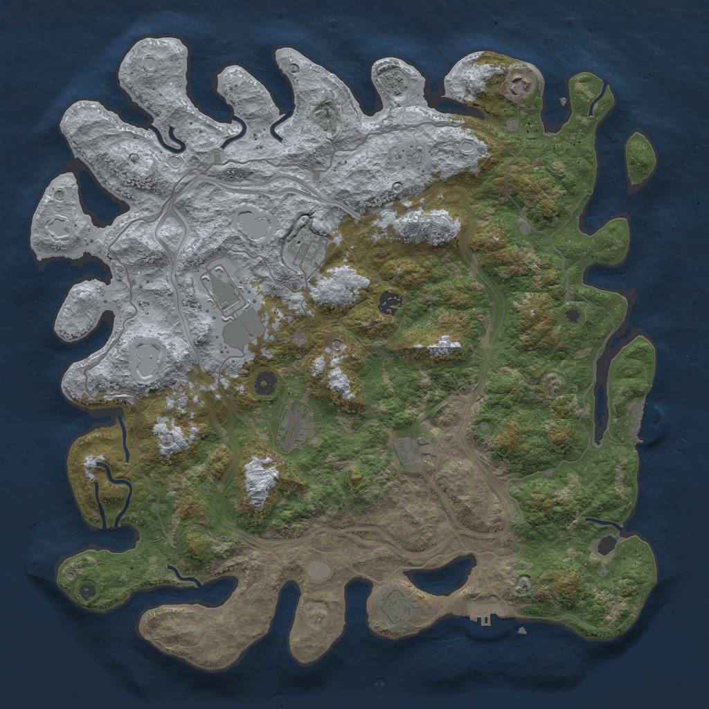 Rust Map: Procedural Map, Size: 4500, Seed: 948565, 17 Monuments