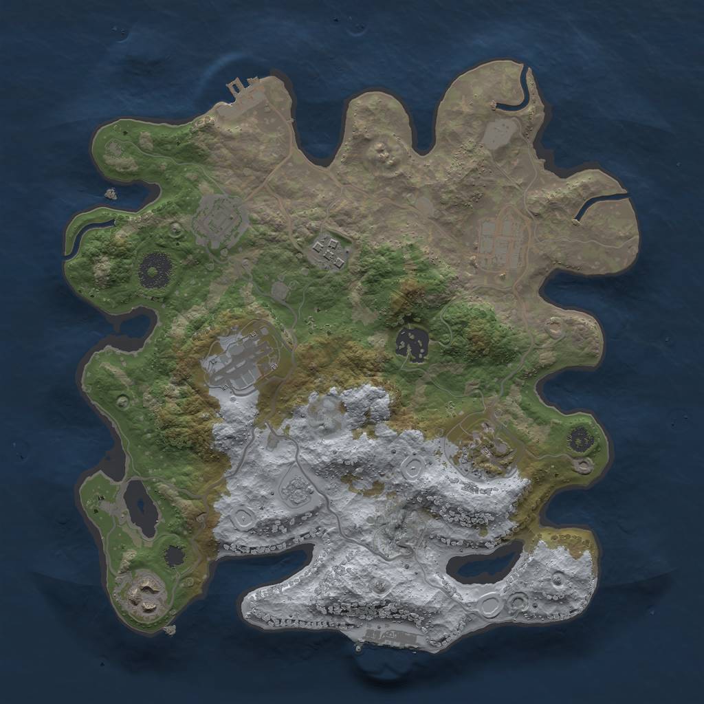 Rust Map: Procedural Map, Size: 3000, Seed: 7049, 15 Monuments