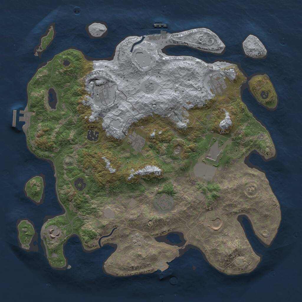 Rust Map: Procedural Map, Size: 3700, Seed: 863648648, 15 Monuments