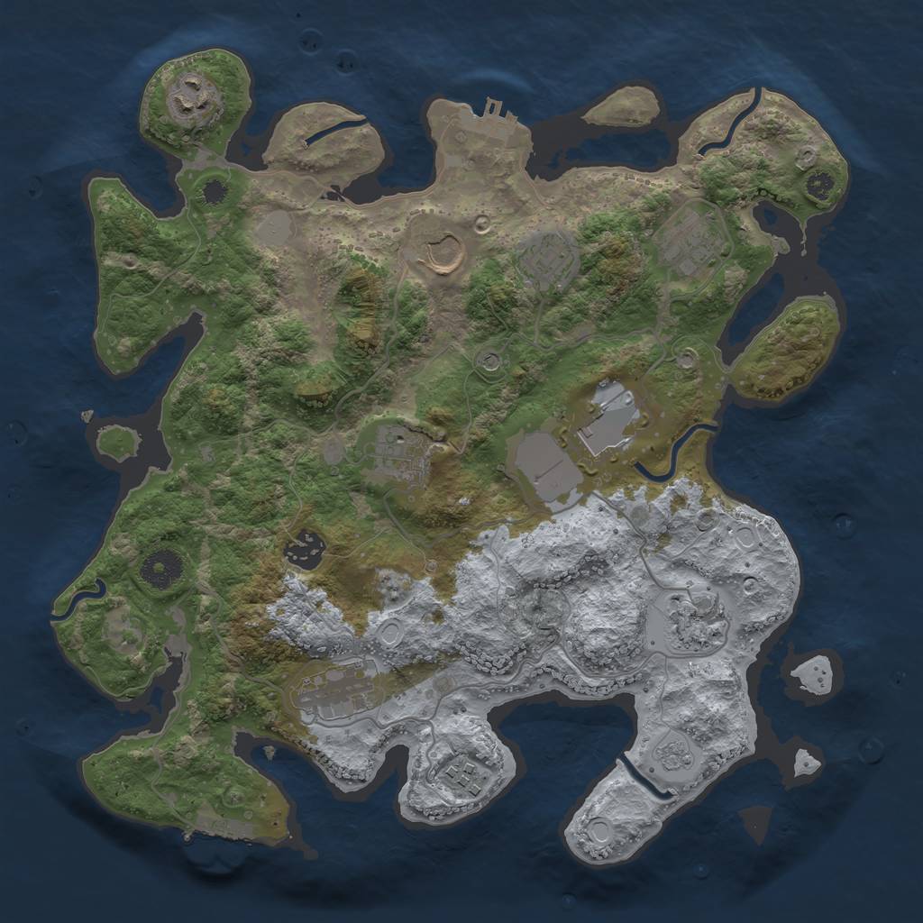 Rust Map: Procedural Map, Size: 3500, Seed: 1992399806, 19 Monuments