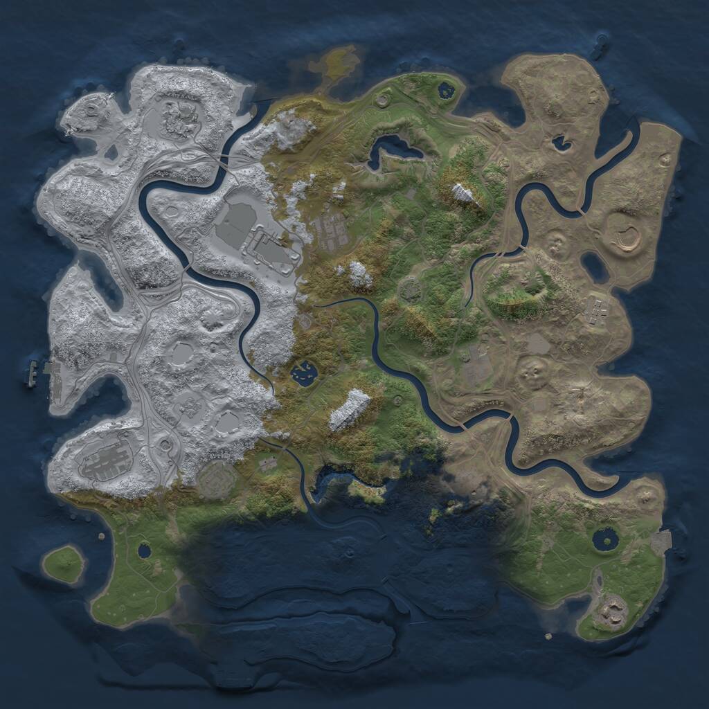 Rust Map: Procedural Map, Size: 4300, Seed: 924503779, 17 Monuments
