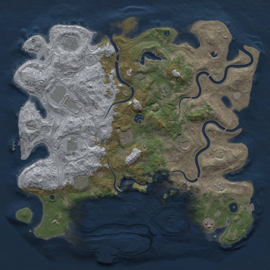 Rust Map: Procedural Map, Size: 4300, Seed: 924503779, 16 Monuments