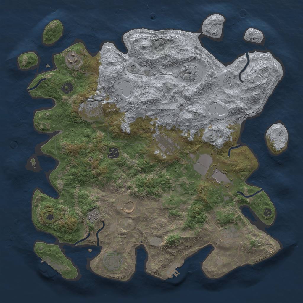 Rust Map: Procedural Map, Size: 3850, Seed: 36022486, 19 Monuments