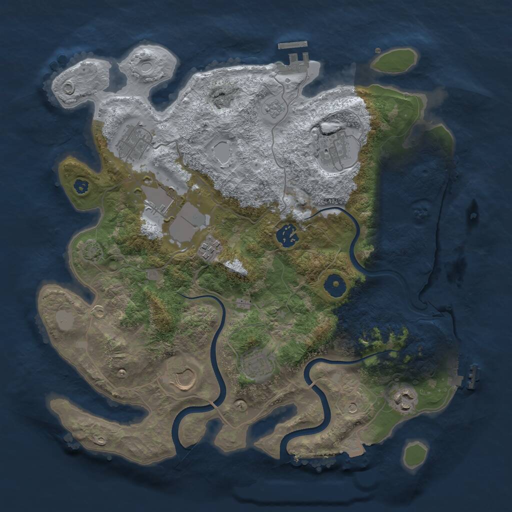 Rust Map: Procedural Map, Size: 3503, Seed: 123459, 14 Monuments