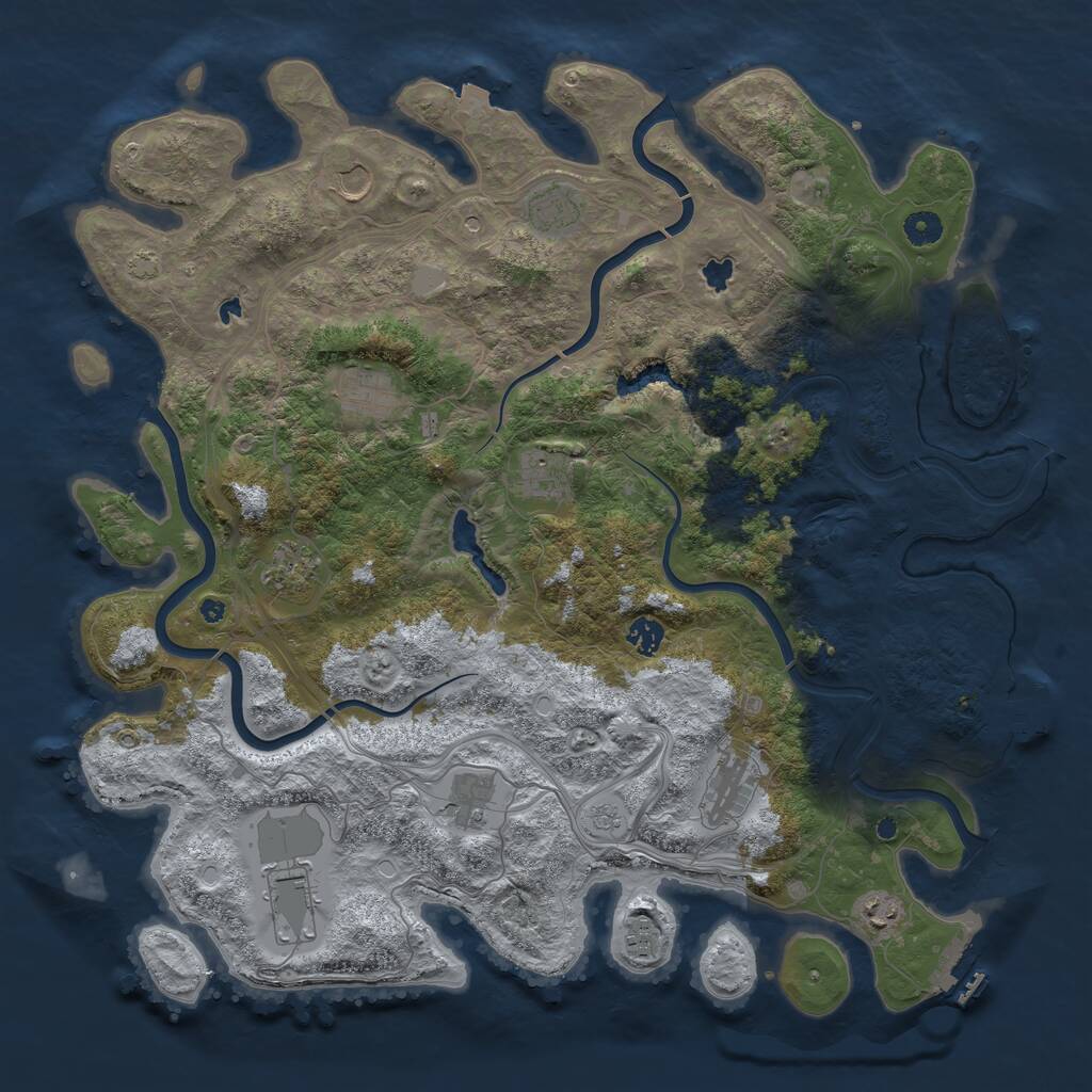 Rust Map: Procedural Map, Size: 4500, Seed: 279660810, 17 Monuments
