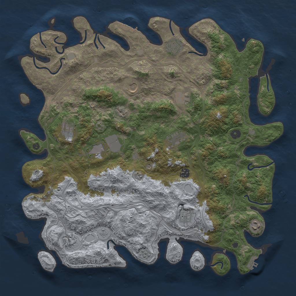 Rust Map: Procedural Map, Size: 4500, Seed: 279660810, 20 Monuments