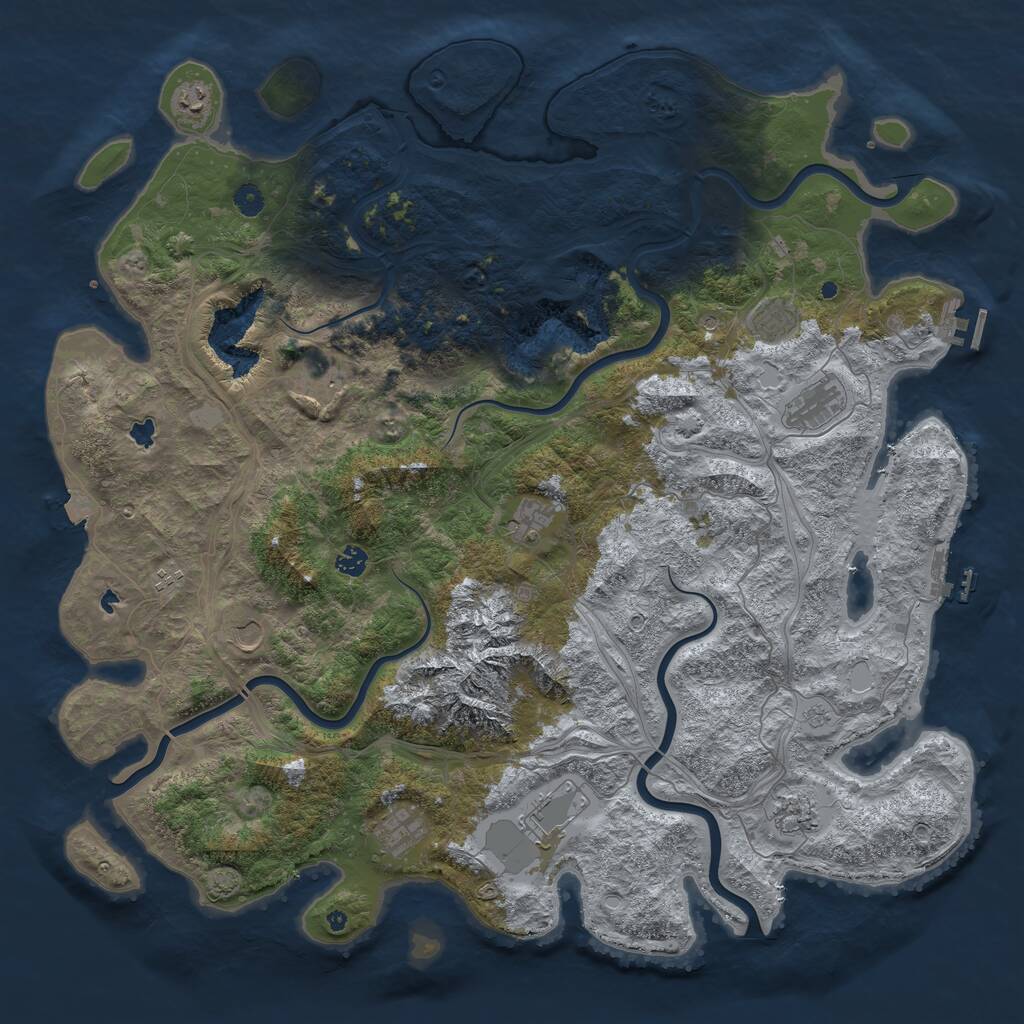 Rust Map: Procedural Map, Size: 5000, Seed: 645879373, 17 Monuments