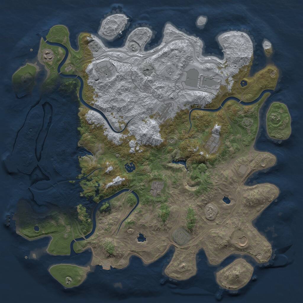 Rust Map: Procedural Map, Size: 4500, Seed: 3346943, 16 Monuments