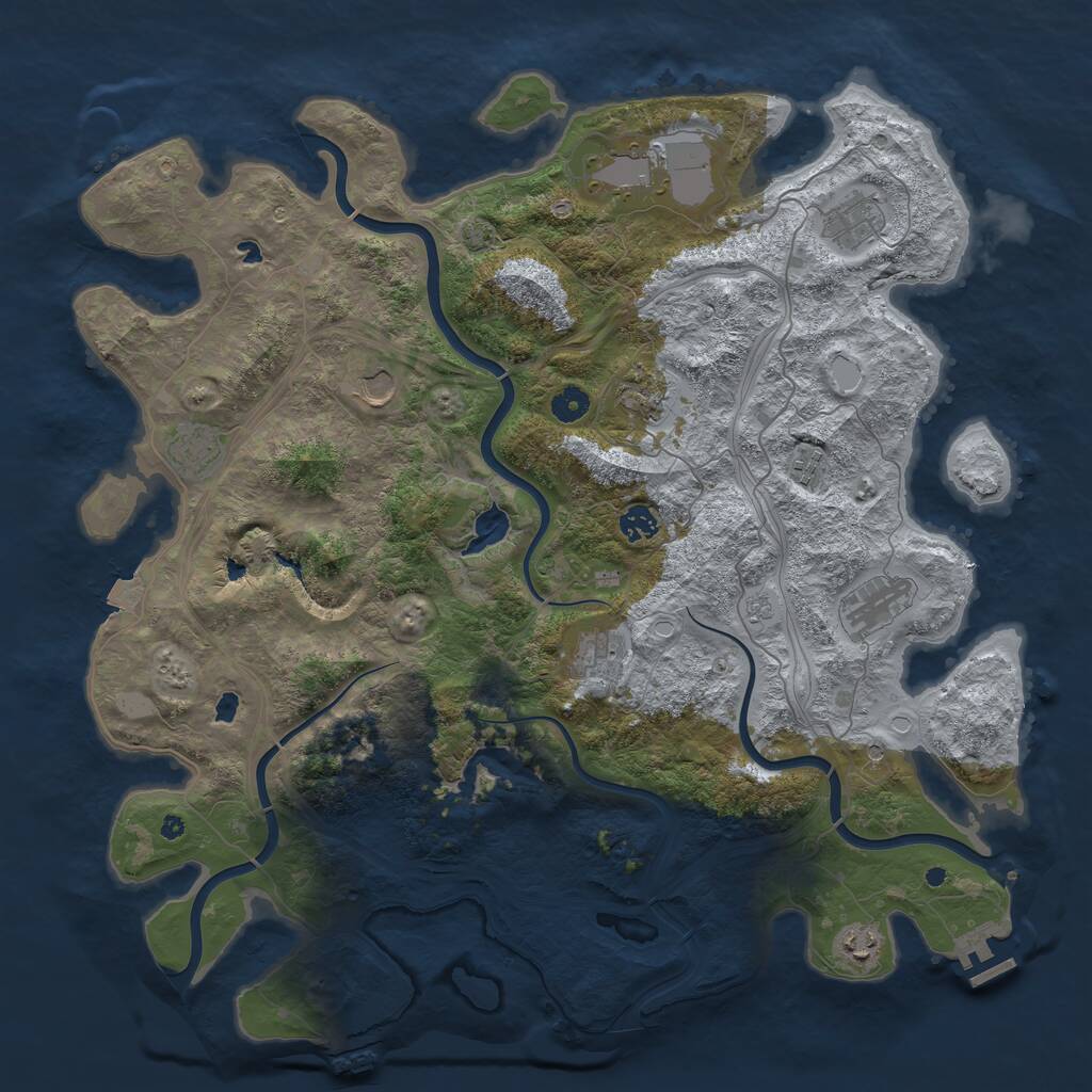 Rust Map: Procedural Map, Size: 4500, Seed: 1195372495, 16 Monuments
