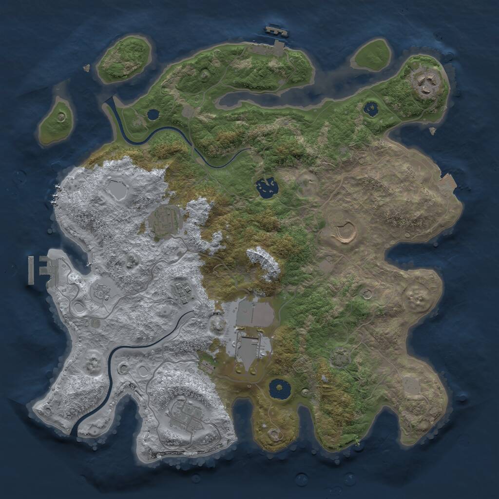 Rust Map: Procedural Map, Size: 3500, Seed: 1118092403, 13 Monuments