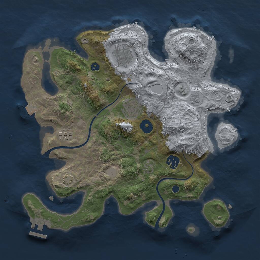 Rust Map: Procedural Map, Size: 3000, Seed: 77926, 8 Monuments