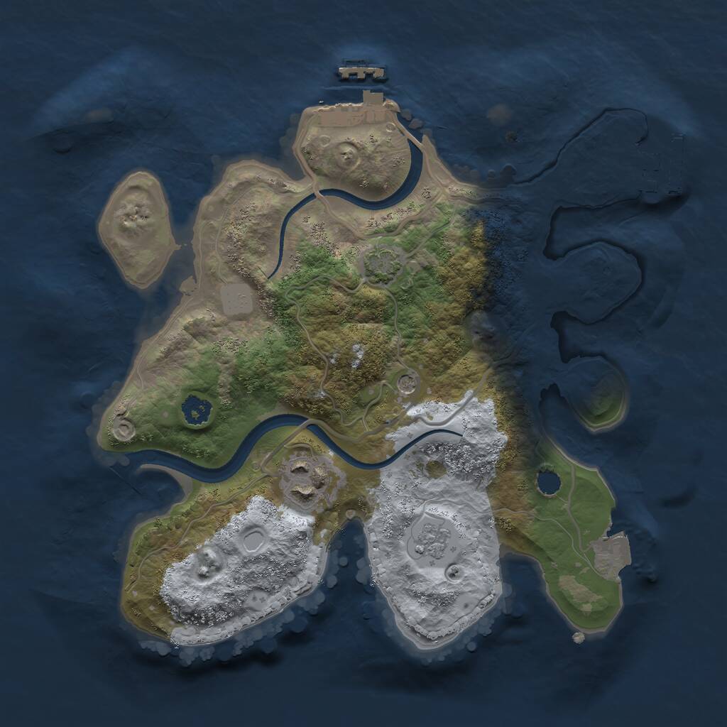 Rust Map: Procedural Map, Size: 2500, Seed: 4729001, 7 Monuments
