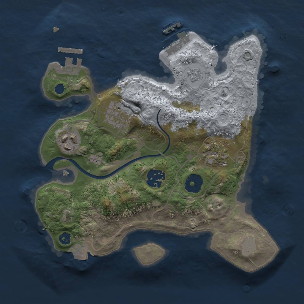 Rust Map: Procedural Map, Size: 2500, Seed: 4621847, 8 Monuments