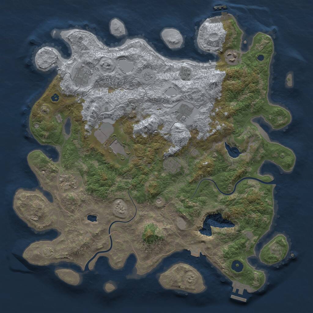 Rust Map: Procedural Map, Size: 4000, Seed: 1074376271, 13 Monuments
