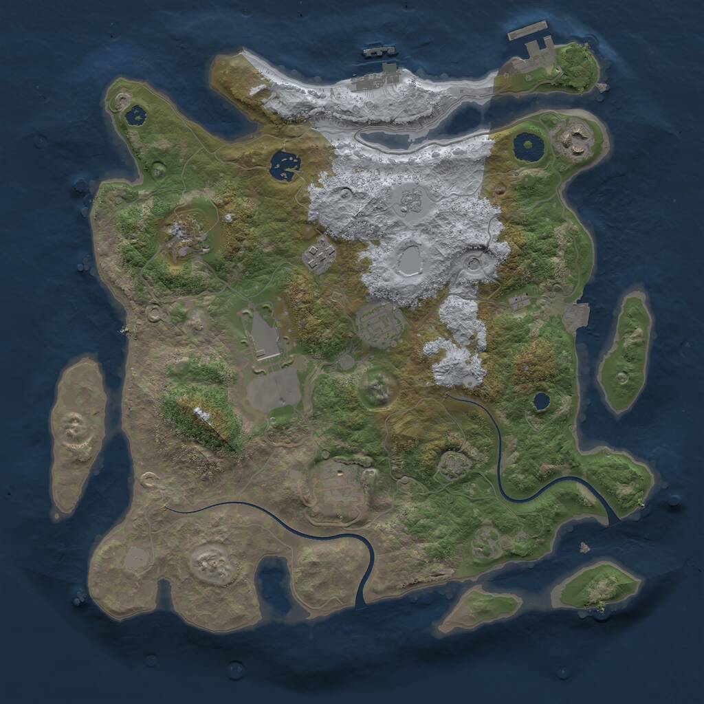 Rust Map: Procedural Map, Size: 3500, Seed: 9321, 13 Monuments