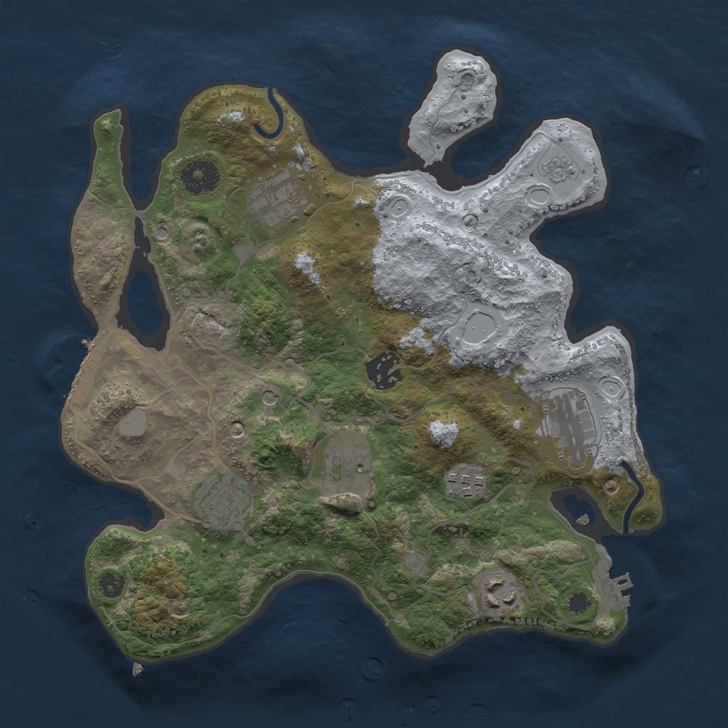 Rust Map: Procedural Map, Size: 3000, Seed: 1607767409, 16 Monuments
