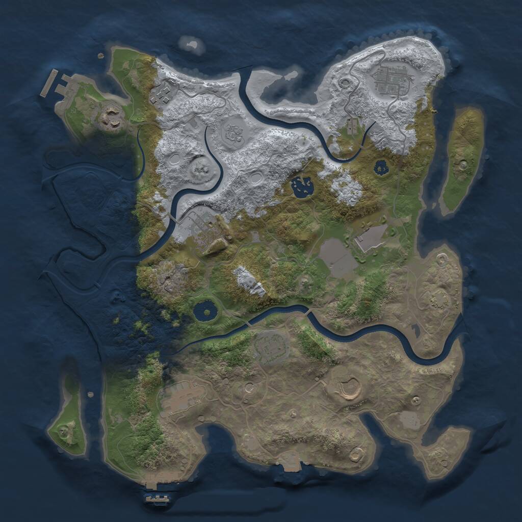 Rust Map: Procedural Map, Size: 3500, Seed: 1590078325, 15 Monuments