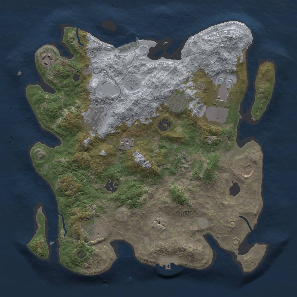 Rust Map: Procedural Map, Size: 3500, Seed: 1590078325, 18 Monuments