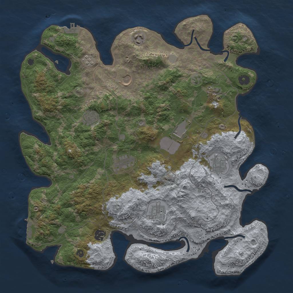 Rust Map: Procedural Map, Size: 4000, Seed: 1530, 19 Monuments