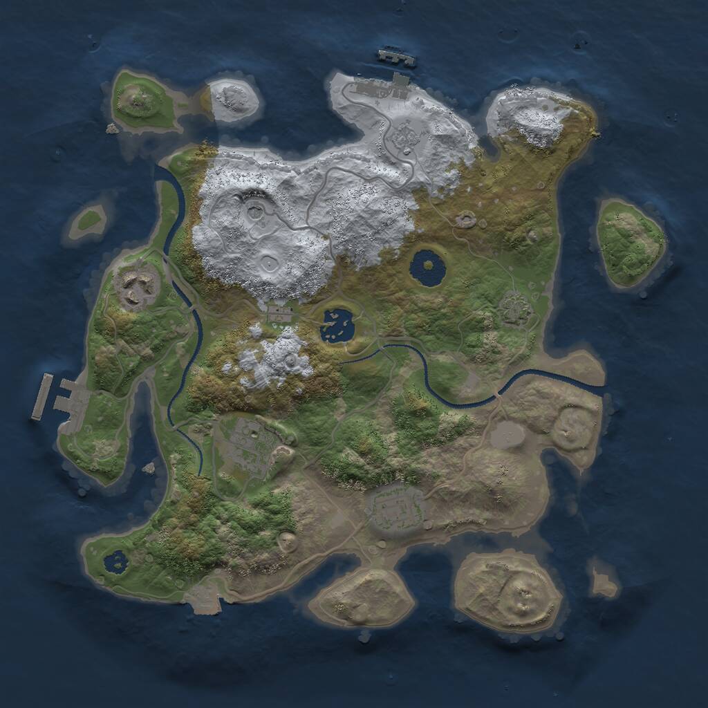 Rust Map: Procedural Map, Size: 3000, Seed: 10023824, 10 Monuments