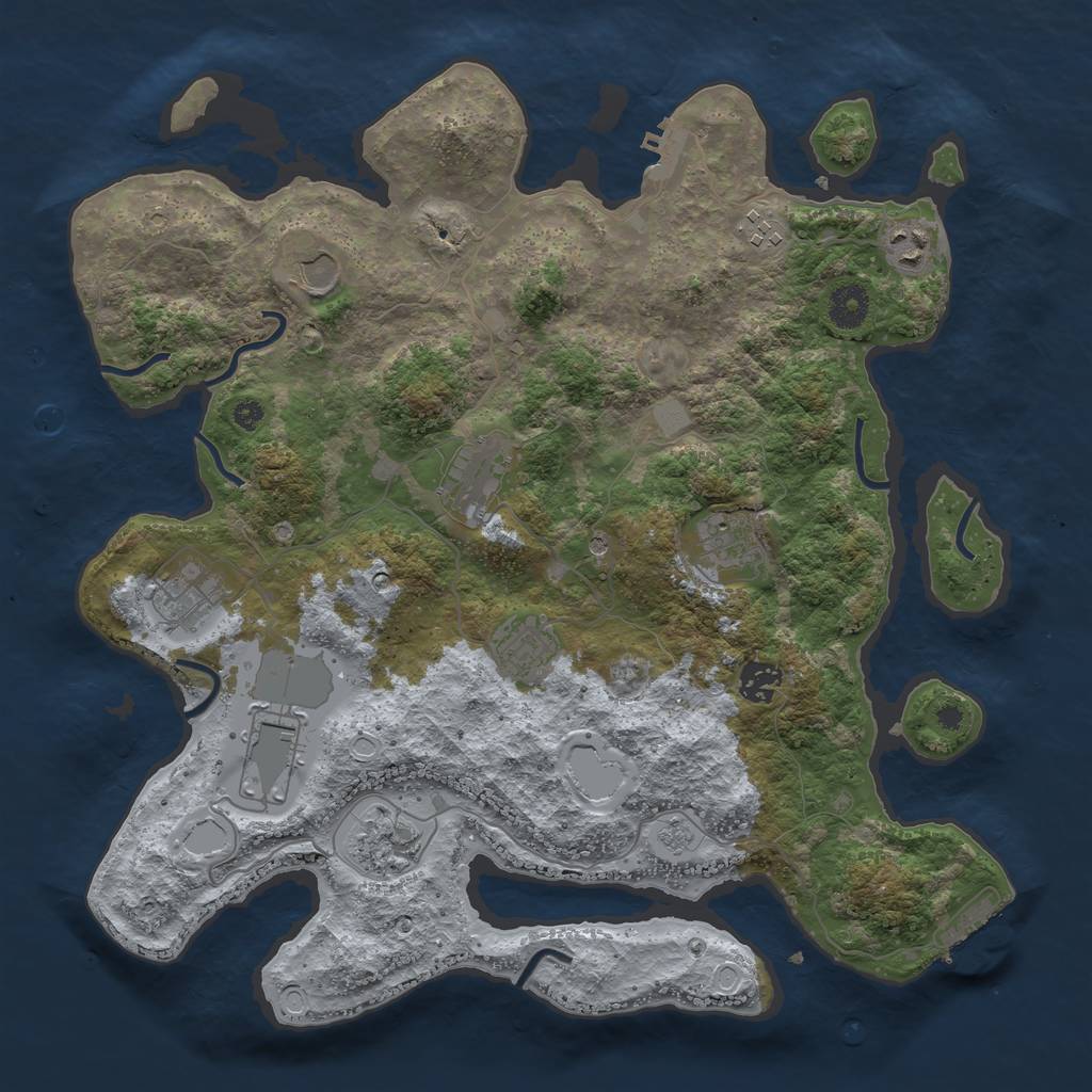 Rust Map: Procedural Map, Size: 3800, Seed: 48346, 19 Monuments