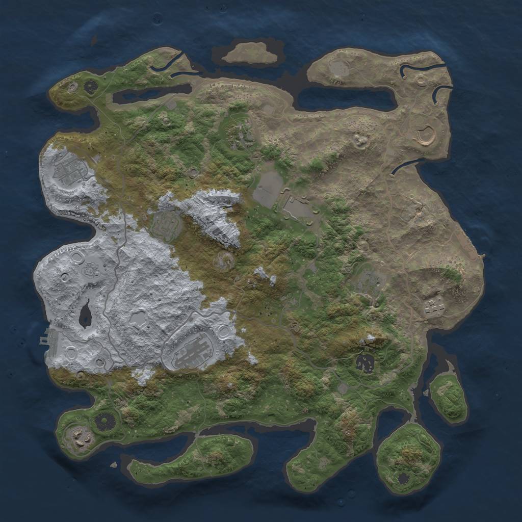 Rust Map: Procedural Map, Size: 4000, Seed: 1339706407, 19 Monuments