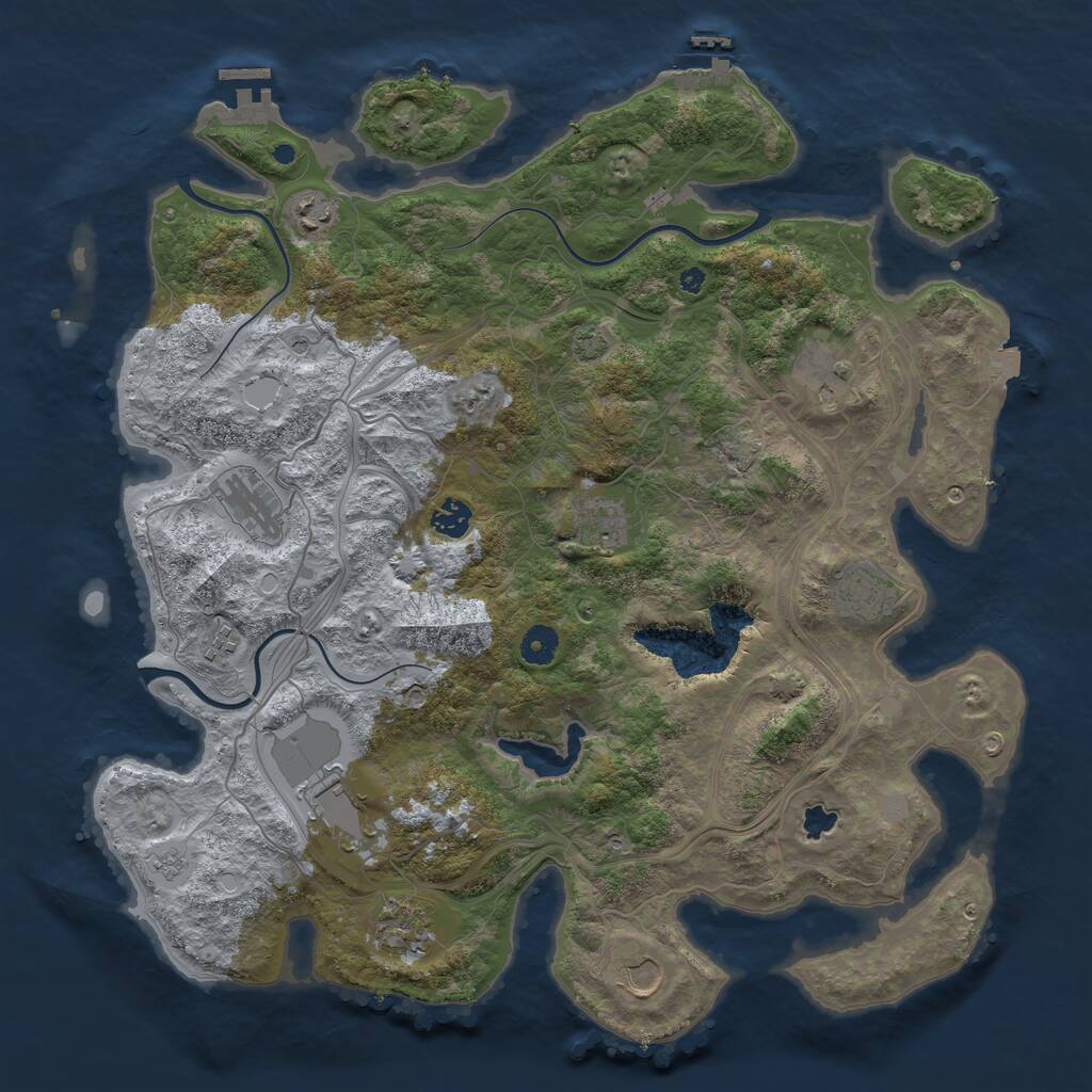 Rust Map: Procedural Map, Size: 4250, Seed: 17909, 16 Monuments