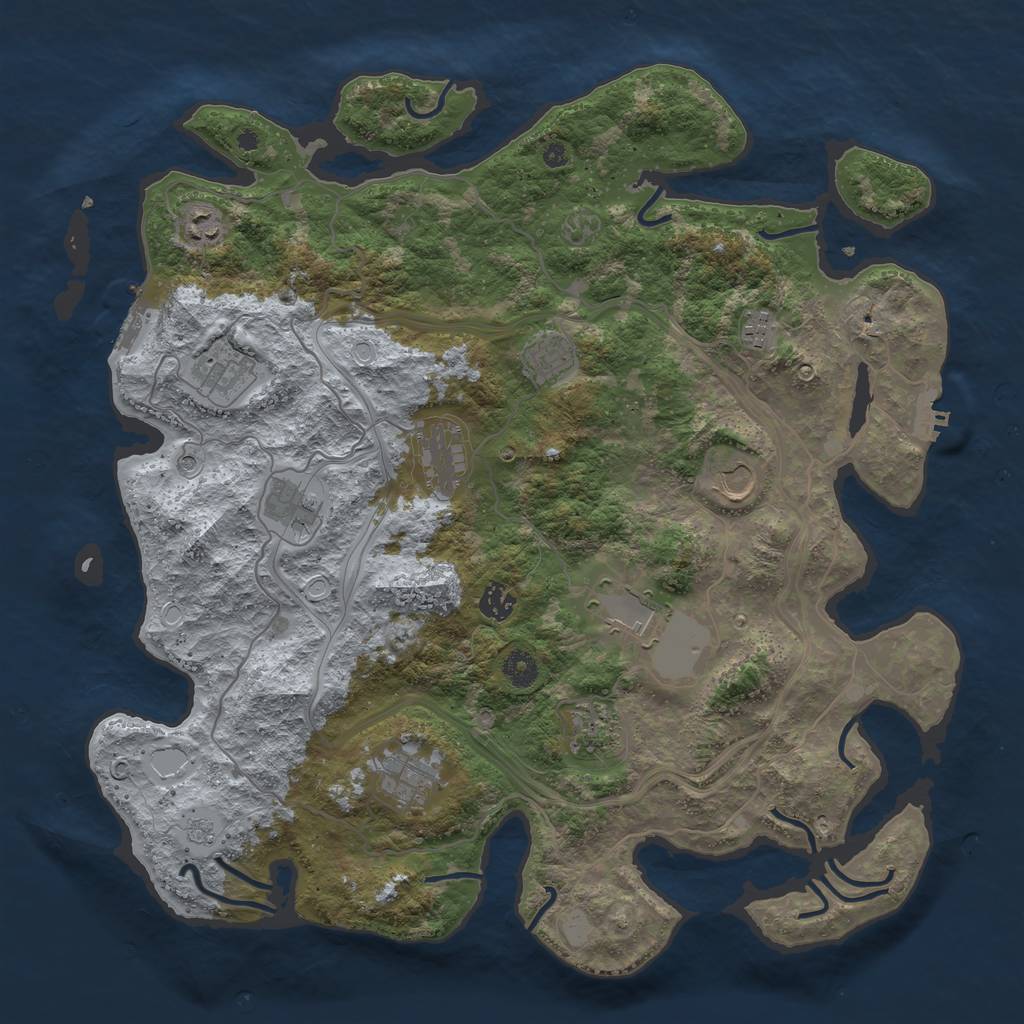 Rust Map: Procedural Map, Size: 4250, Seed: 17909, 20 Monuments