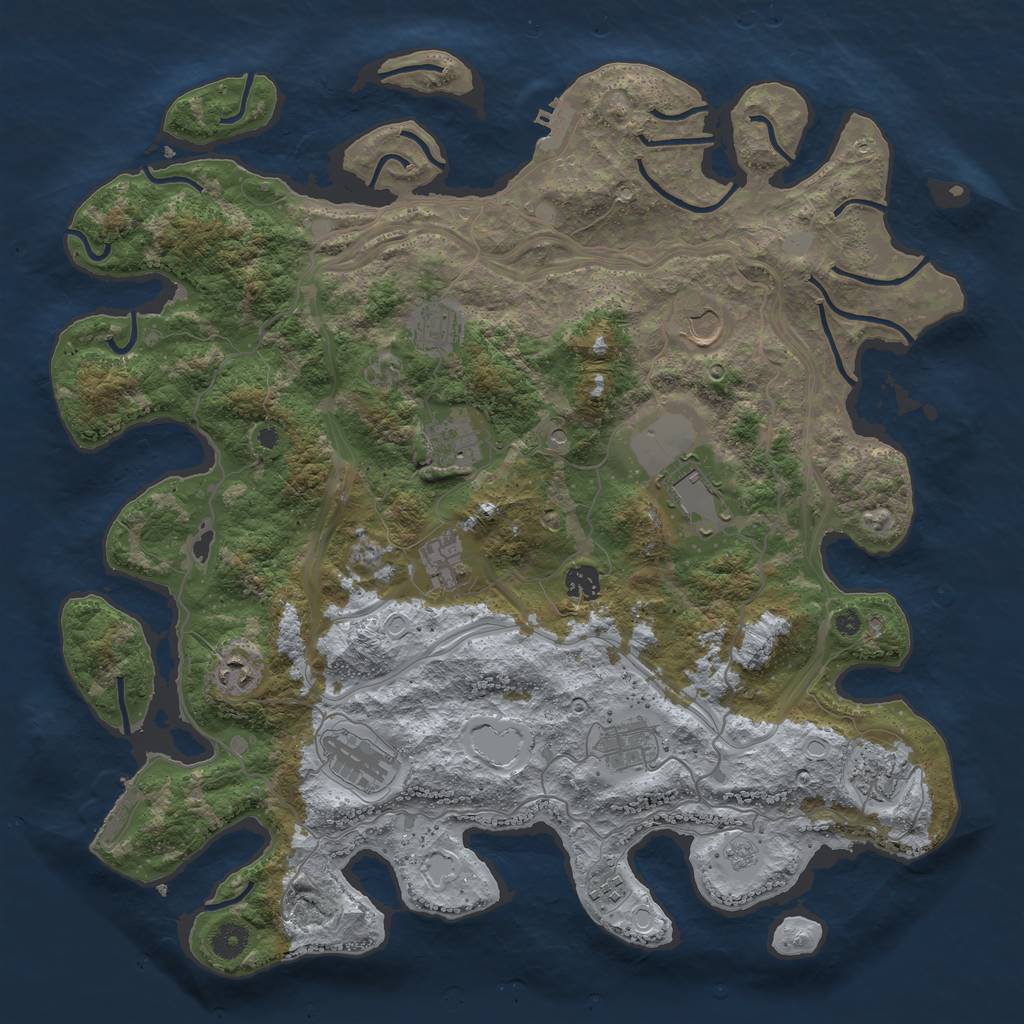 Rust Map: Procedural Map, Size: 4250, Seed: 1099013366, 20 Monuments