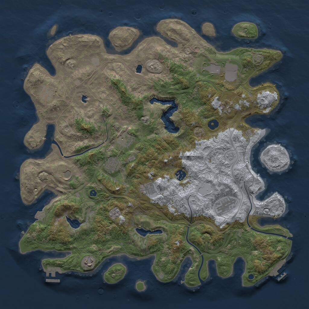 Rust Map: Procedural Map, Size: 4500, Seed: 381554544, 17 Monuments